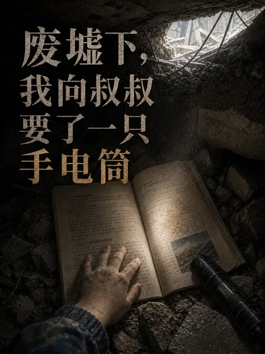 废墟下，我向叔叔要了一只手电筒